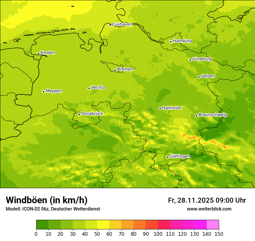 Modellkarten Windgeschwindigkeit