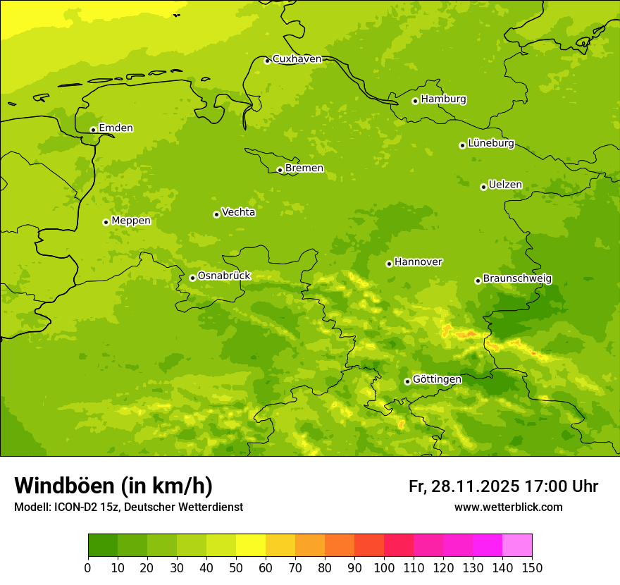 Modellkarten Windgeschwindigkeit
