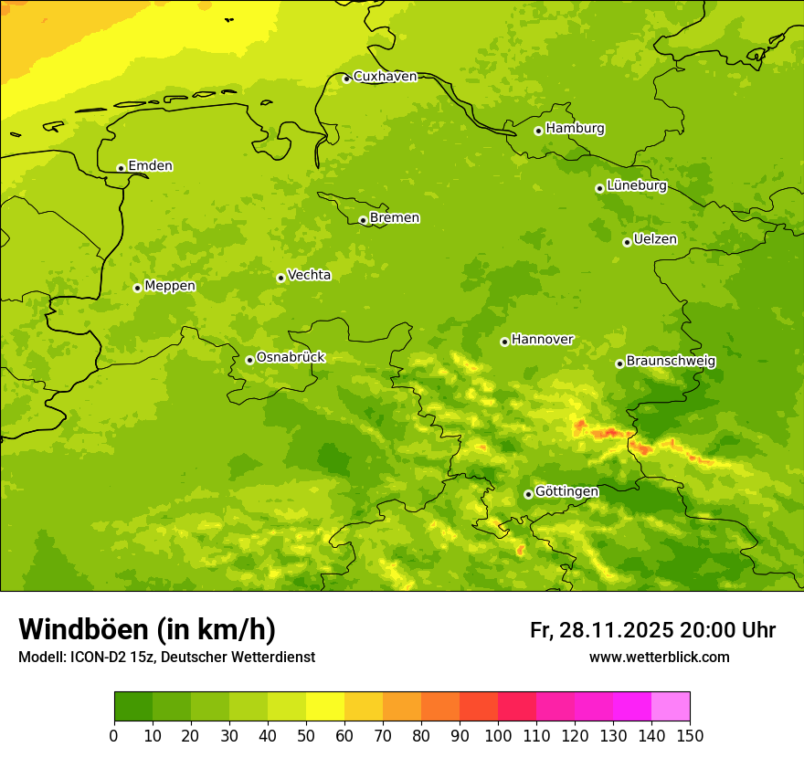 Modellkarten Windgeschwindigkeit
