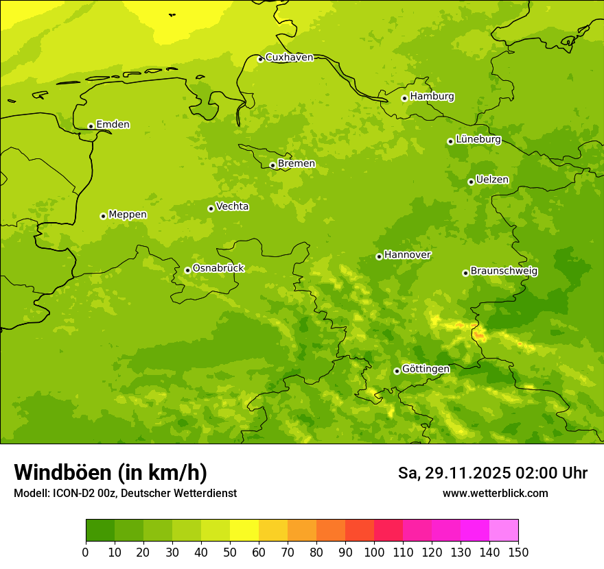 Modellkarten Windgeschwindigkeit
