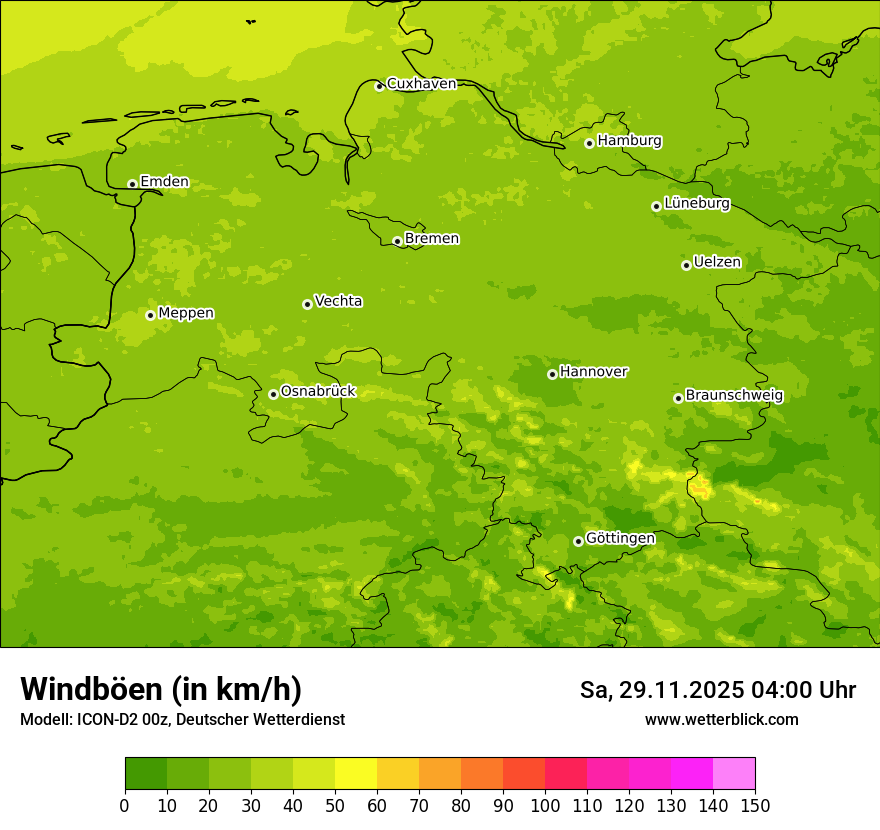 Modellkarten Windgeschwindigkeit