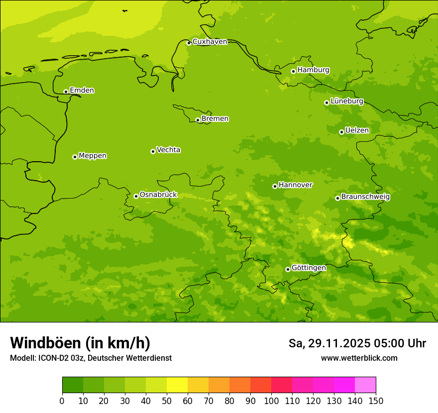 Modellkarten Windgeschwindigkeit
