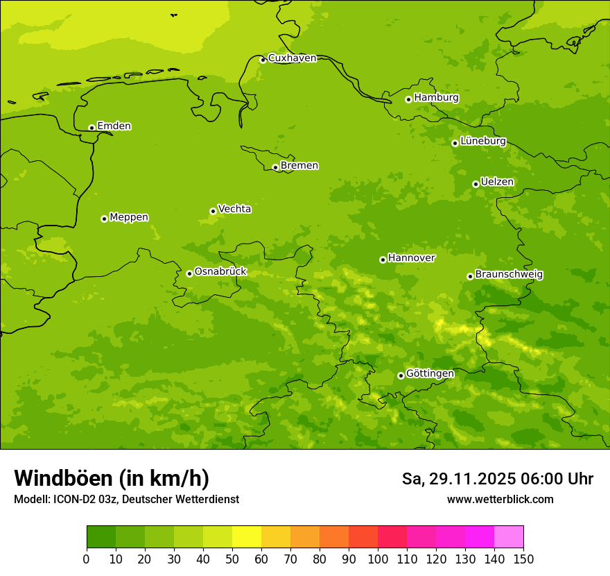 Modellkarten Windgeschwindigkeit