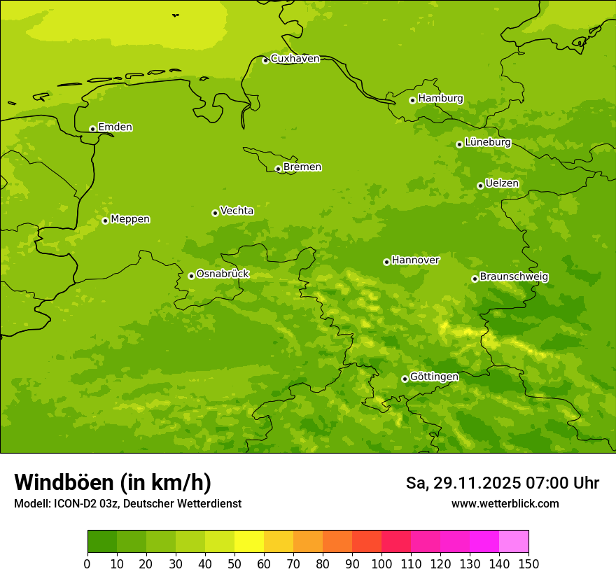 Modellkarten Windgeschwindigkeit