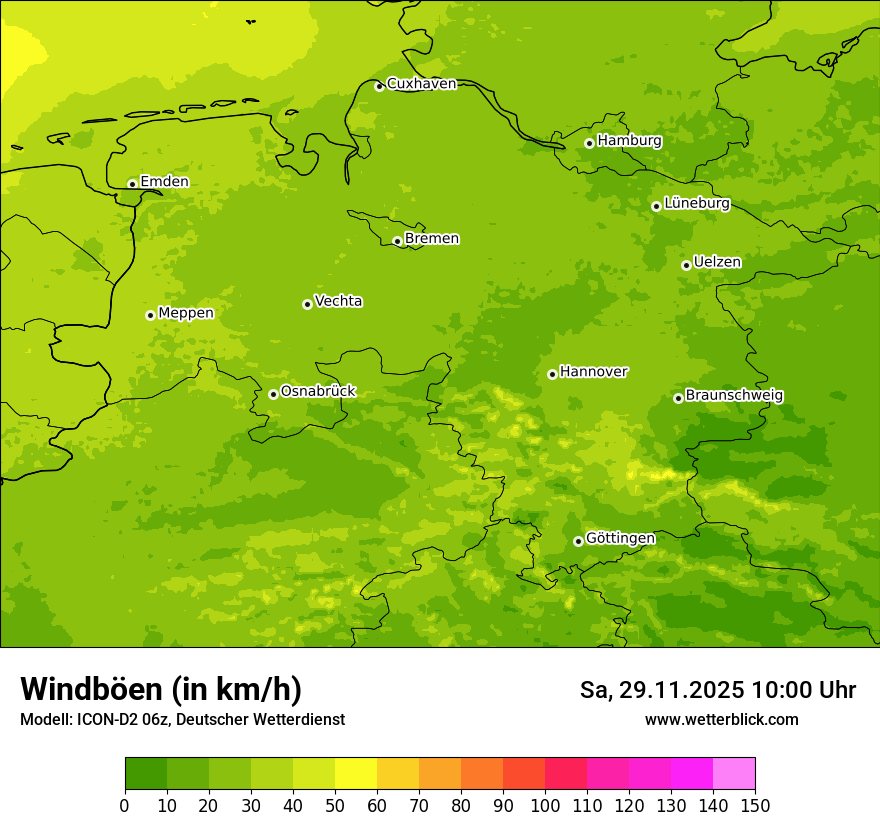 Modellkarten Windgeschwindigkeit