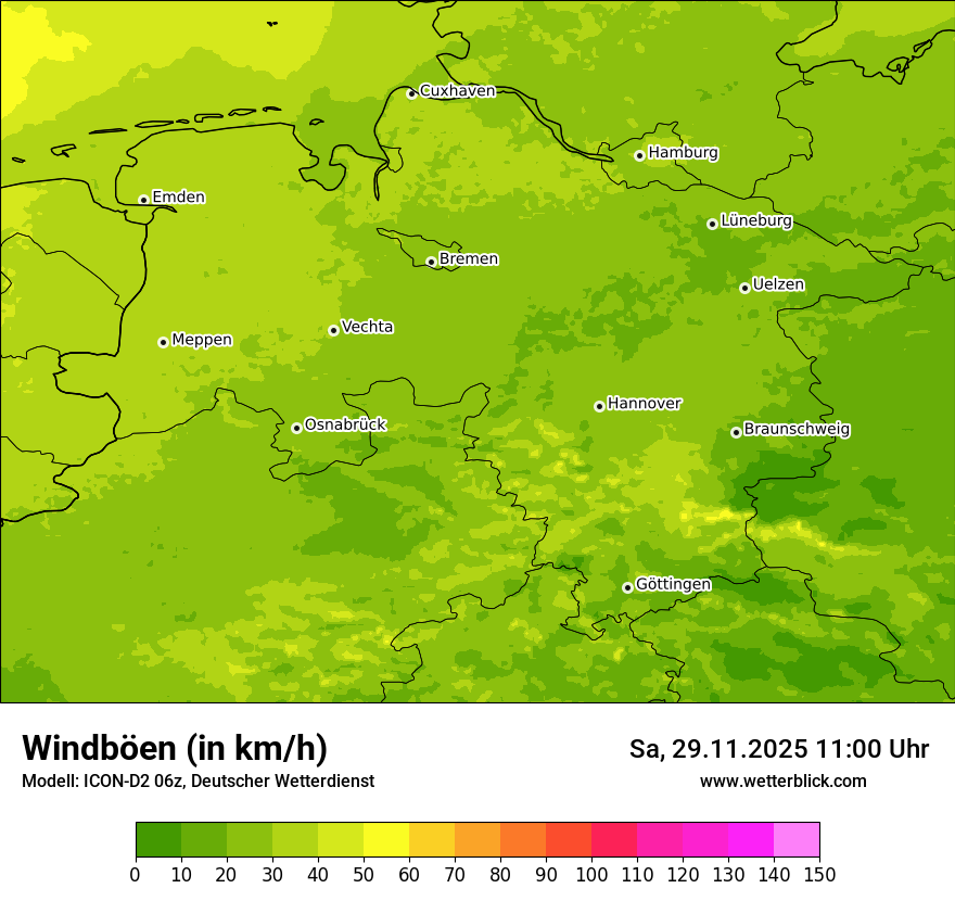 Modellkarten Windgeschwindigkeit