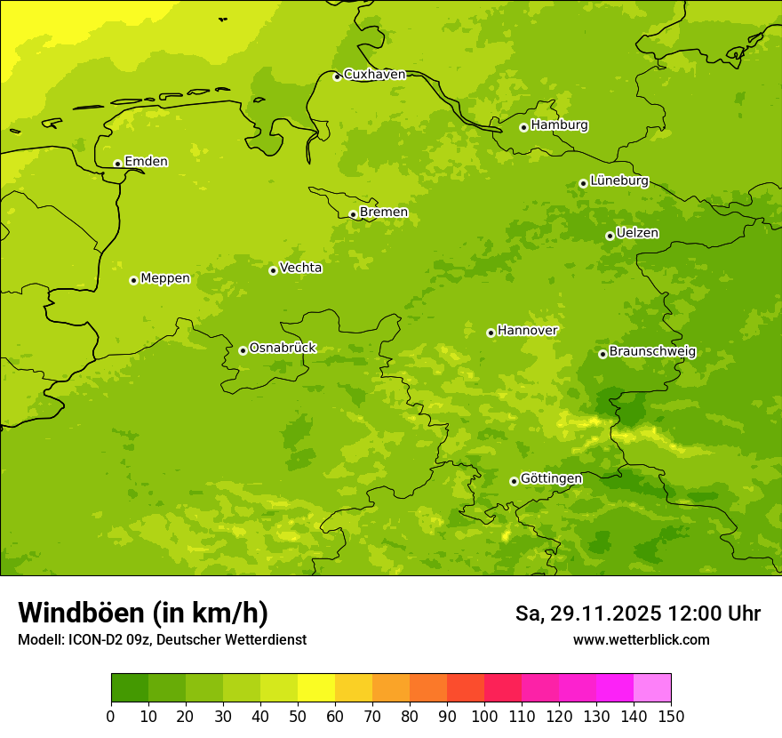 Modellkarten Windgeschwindigkeit