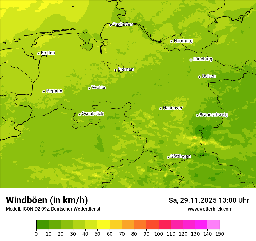 Modellkarten Windgeschwindigkeit