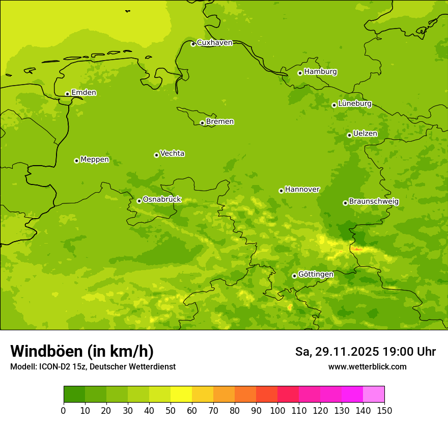 Modellkarten Windgeschwindigkeit