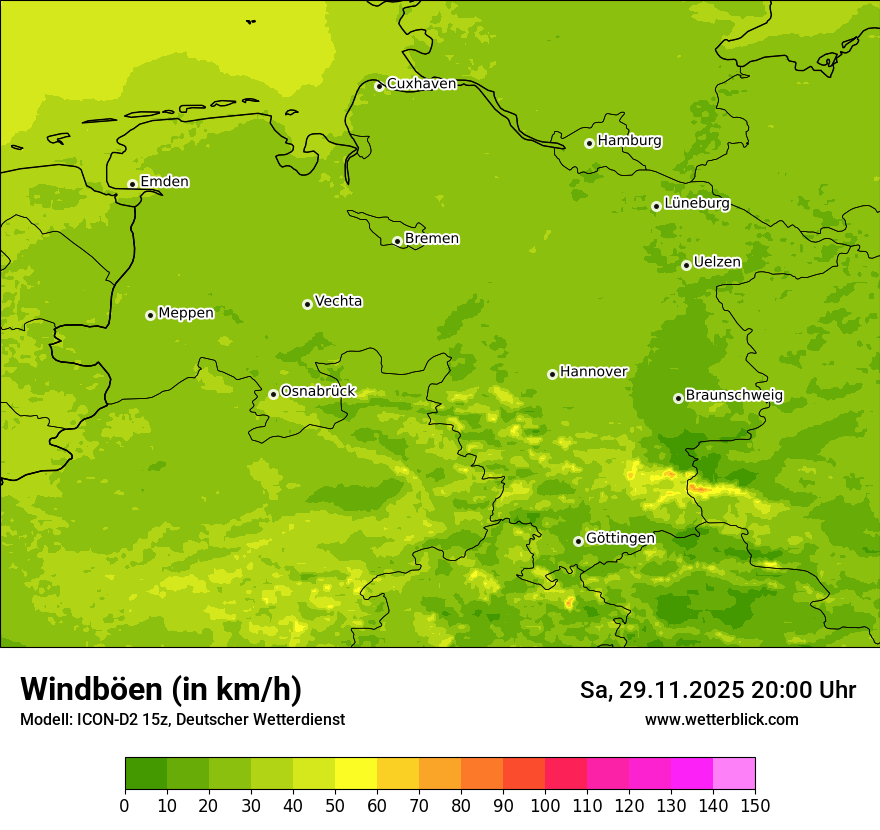 Modellkarten Windgeschwindigkeit