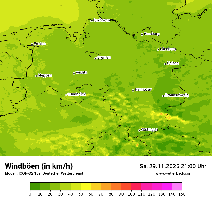 Modellkarten Windgeschwindigkeit