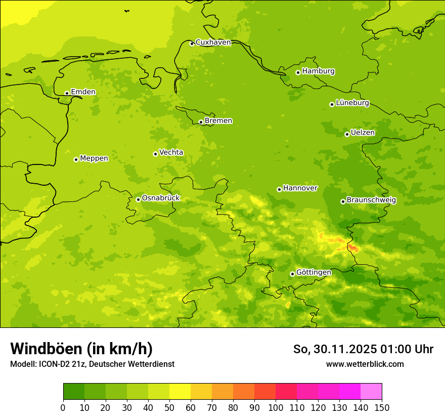 Modellkarten Windgeschwindigkeit