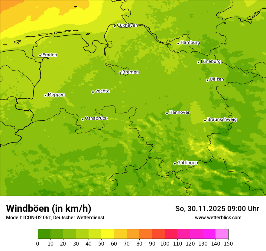 Modellkarten Windgeschwindigkeit