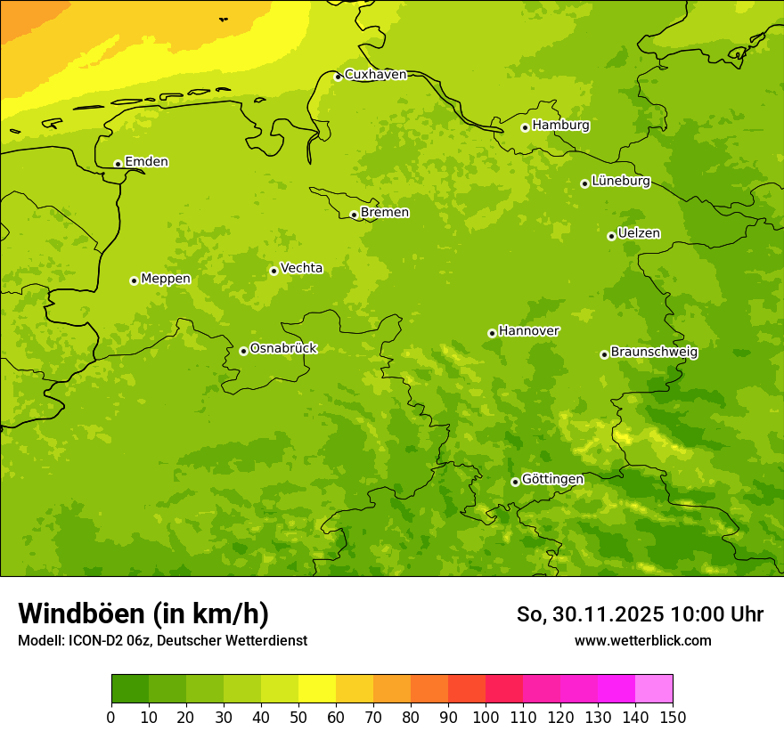 Modellkarten Windgeschwindigkeit