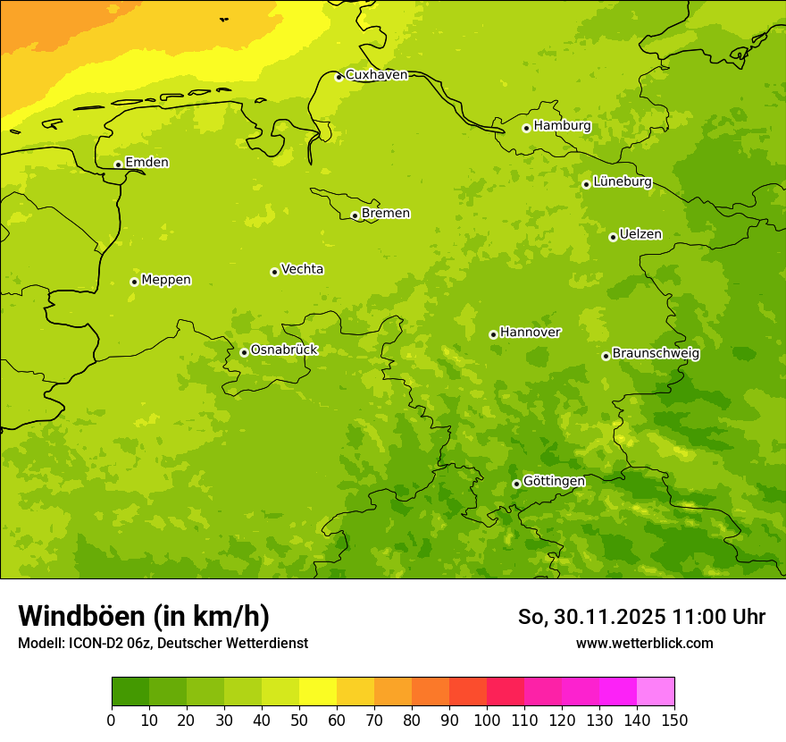 Modellkarten Windgeschwindigkeit