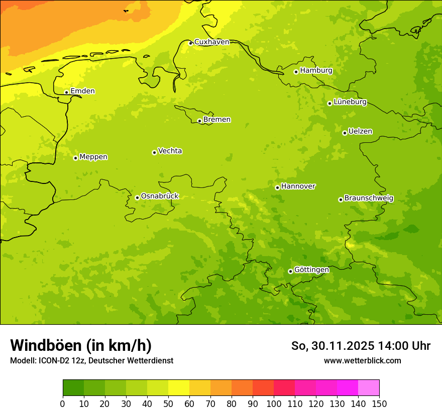 Modellkarten Windgeschwindigkeit