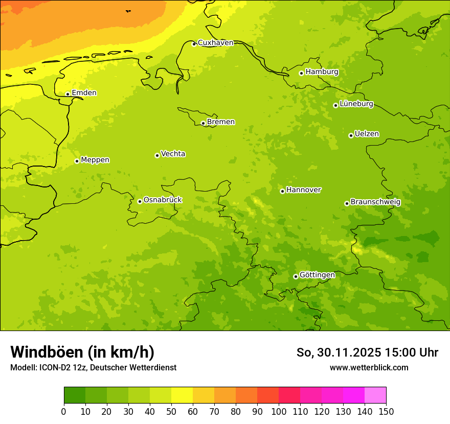 Modellkarten Windgeschwindigkeit