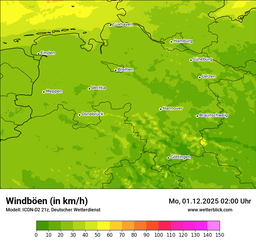 Modellkarten Windgeschwindigkeit