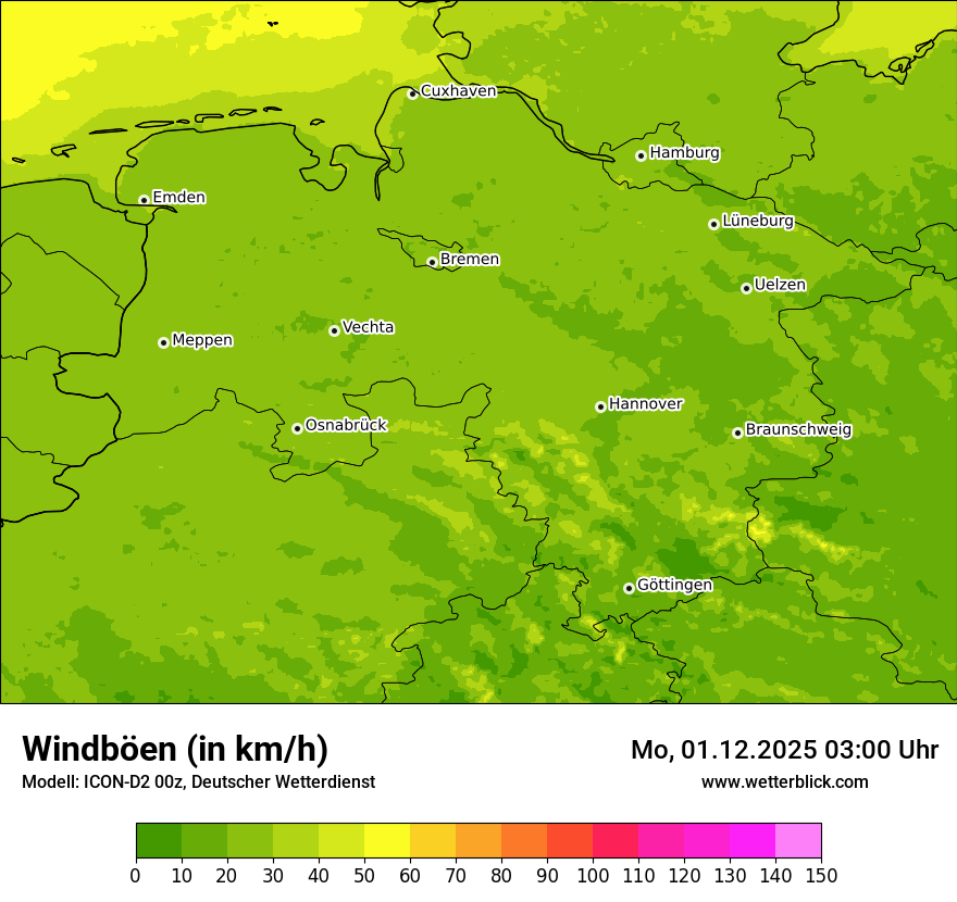 Modellkarten Windgeschwindigkeit