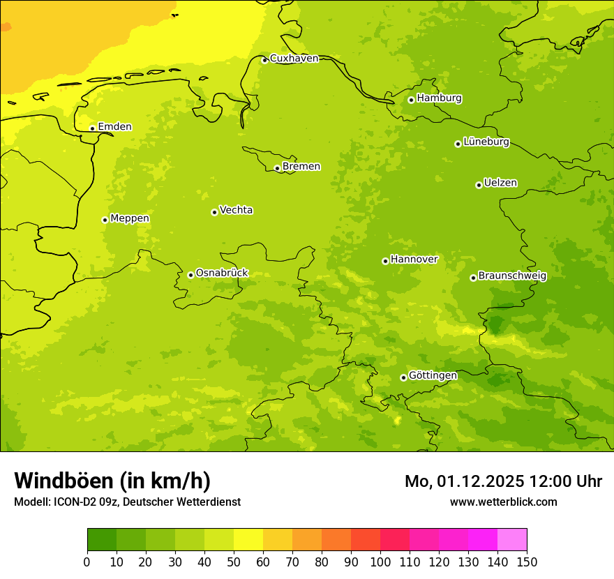 Modellkarten Windgeschwindigkeit