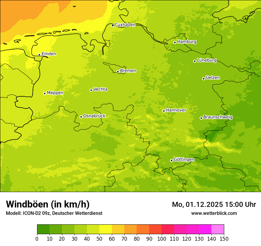 Modellkarten Windgeschwindigkeit
