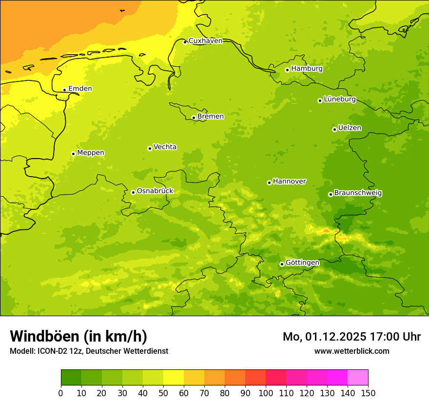 Modellkarten Windgeschwindigkeit