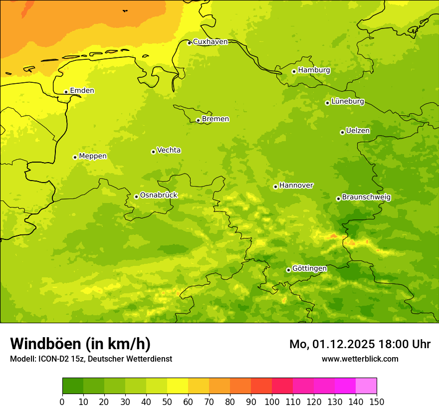 Modellkarten Windgeschwindigkeit