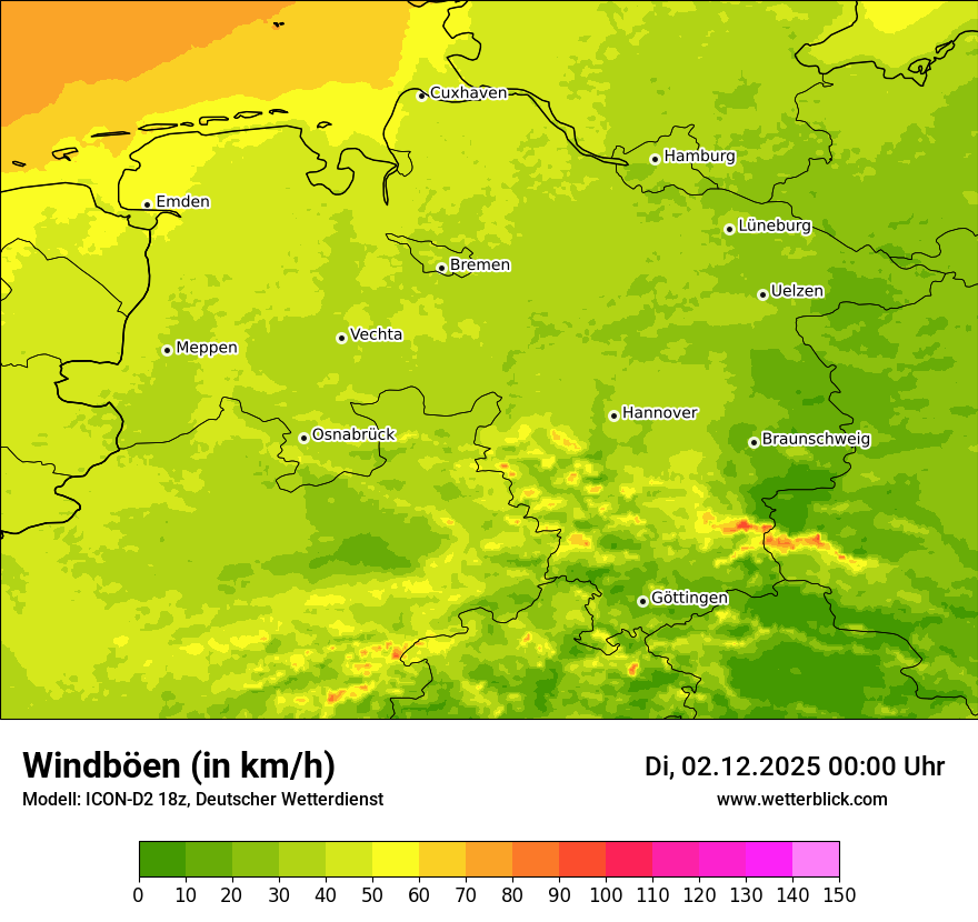 Modellkarten Windgeschwindigkeit