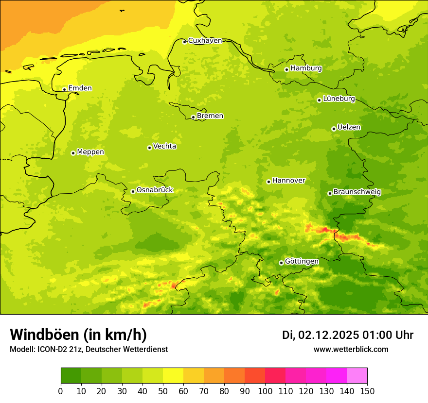Modellkarten Windgeschwindigkeit