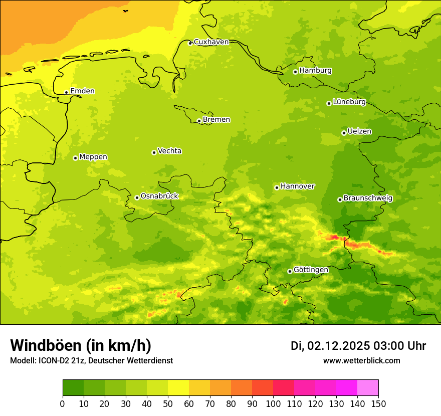 Modellkarten Windgeschwindigkeit