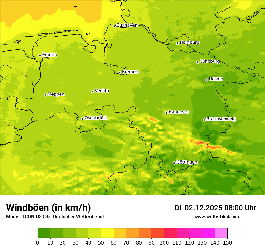 Modellkarten Windgeschwindigkeit