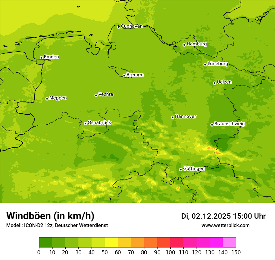 Modellkarten Windgeschwindigkeit