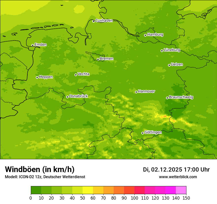 Modellkarten Windgeschwindigkeit