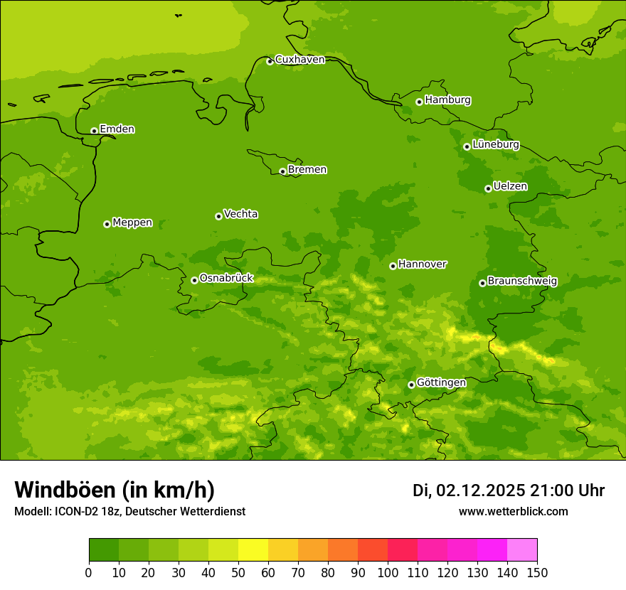 Modellkarten Windgeschwindigkeit