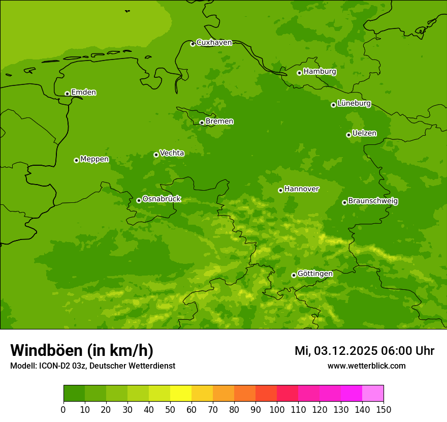 Modellkarten Windgeschwindigkeit