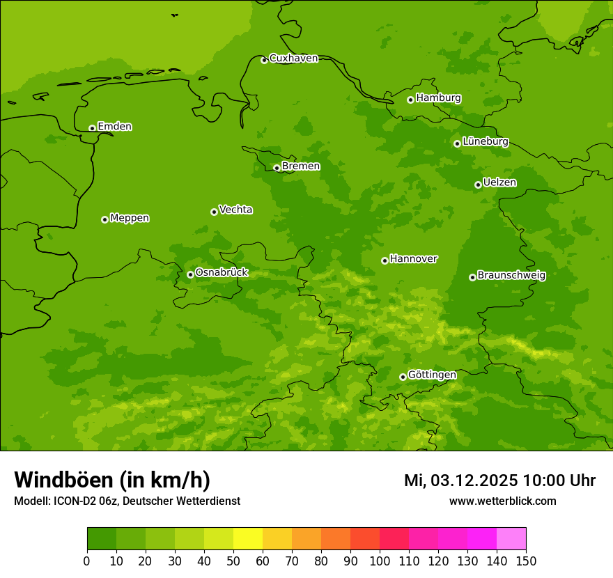 Modellkarten Windgeschwindigkeit