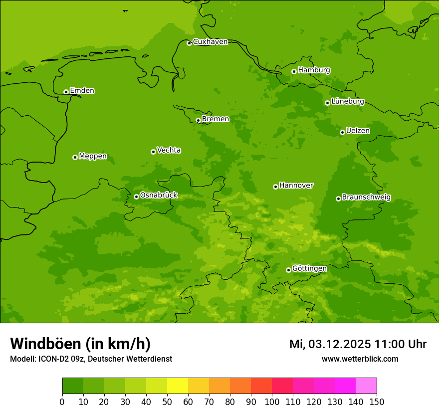 Modellkarten Windgeschwindigkeit