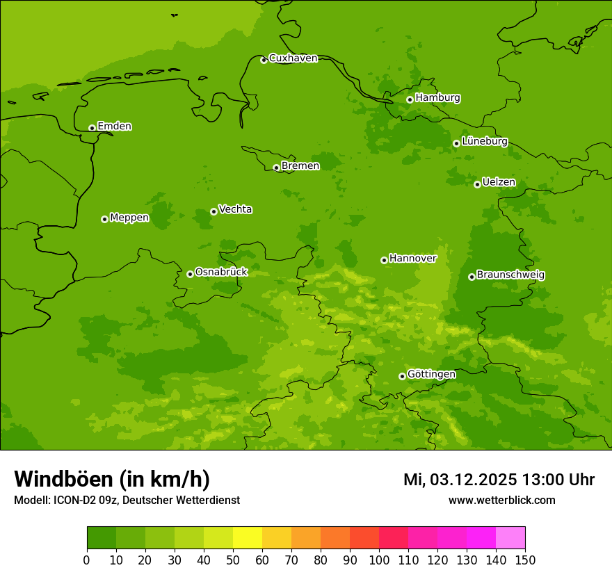 Modellkarten Windgeschwindigkeit