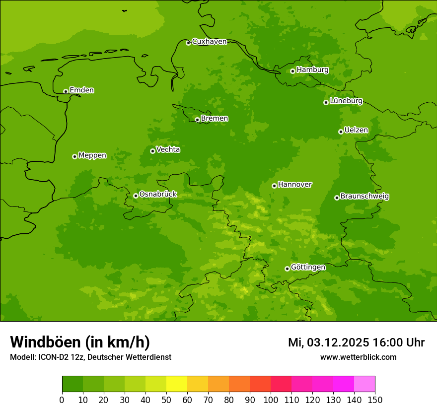 Modellkarten Windgeschwindigkeit