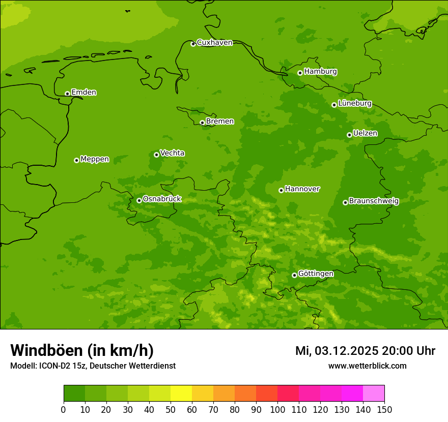 Modellkarten Windgeschwindigkeit