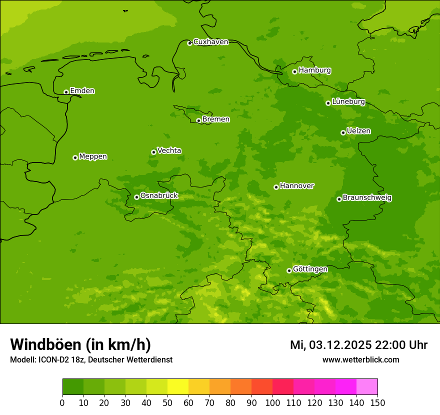 Modellkarten Windgeschwindigkeit
