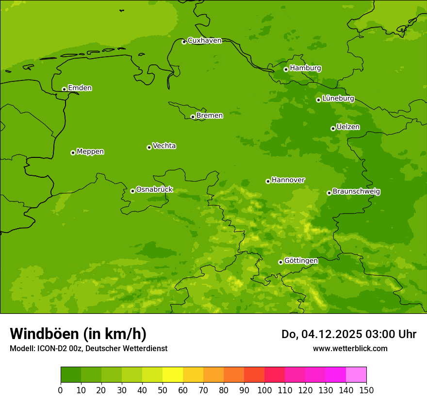 Modellkarten Windgeschwindigkeit