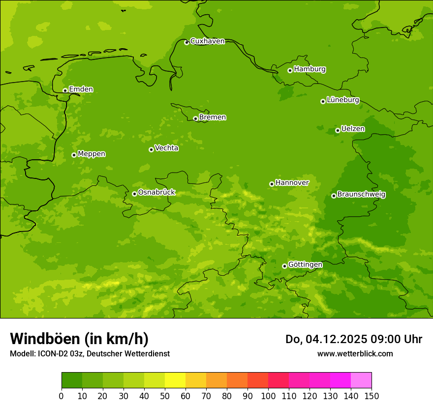 Modellkarten Windgeschwindigkeit