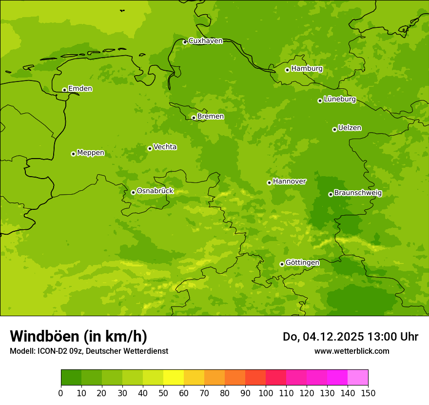 Modellkarten Windgeschwindigkeit