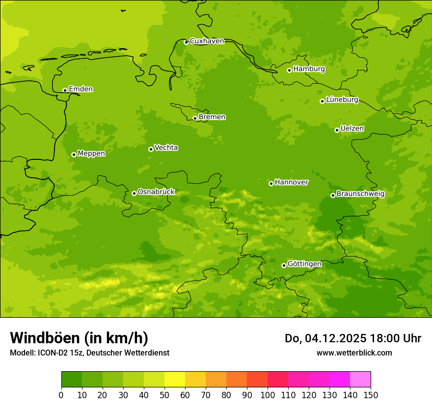 Modellkarten Windgeschwindigkeit