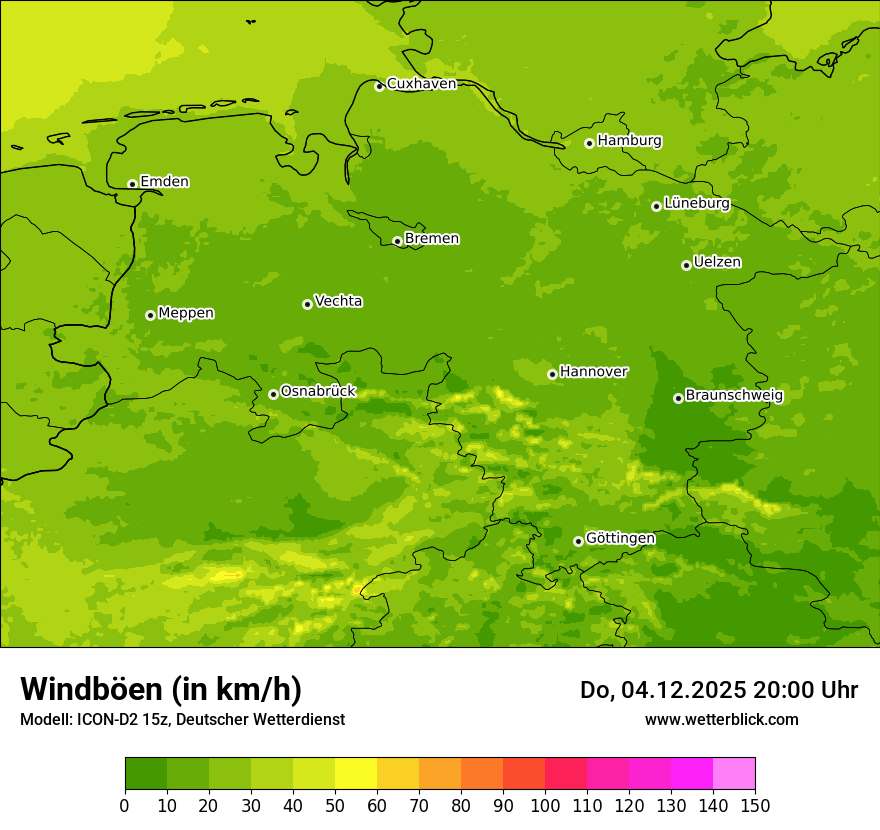 Modellkarten Windgeschwindigkeit