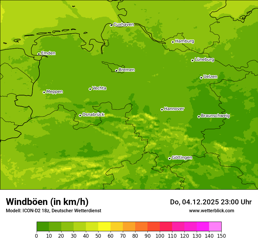 Modellkarten Windgeschwindigkeit
