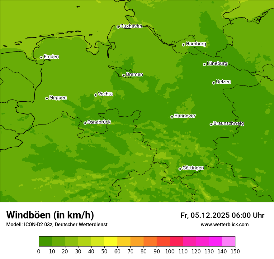 Modellkarten Windgeschwindigkeit