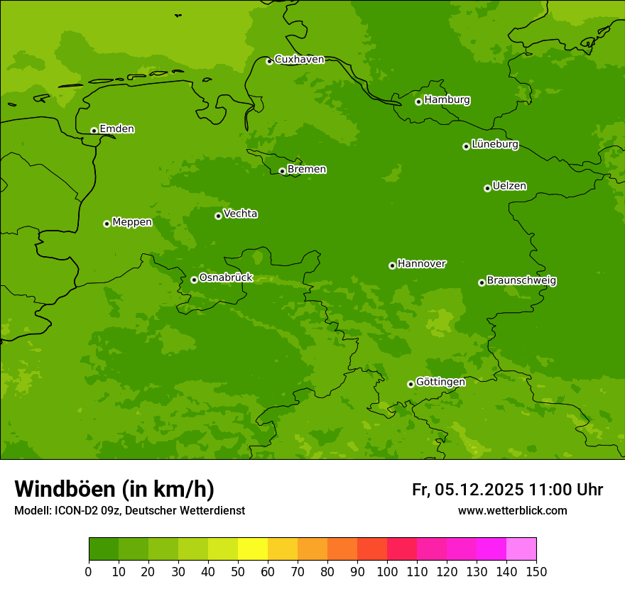 Modellkarten Windgeschwindigkeit