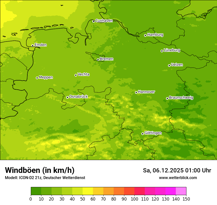 Modellkarten Windgeschwindigkeit